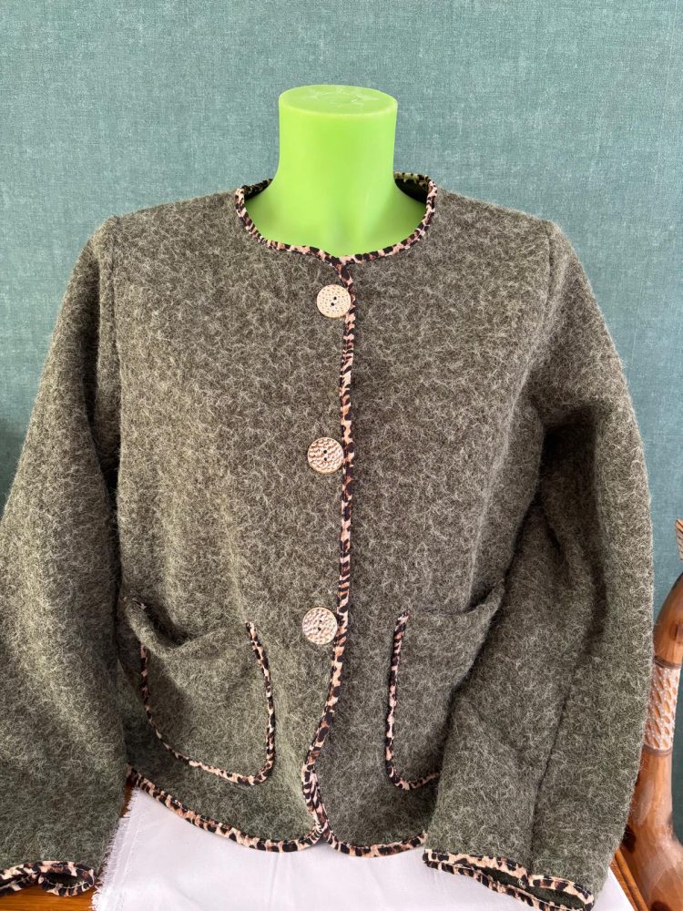 veste droite effet laine chinée beige
