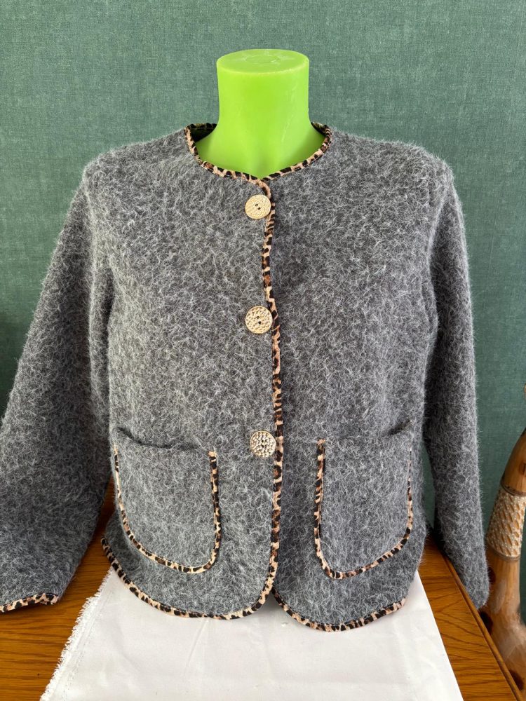 veste droite effet laine chinée beige