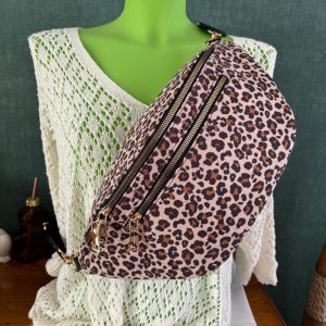 Sac banane XL en nubuck léopard